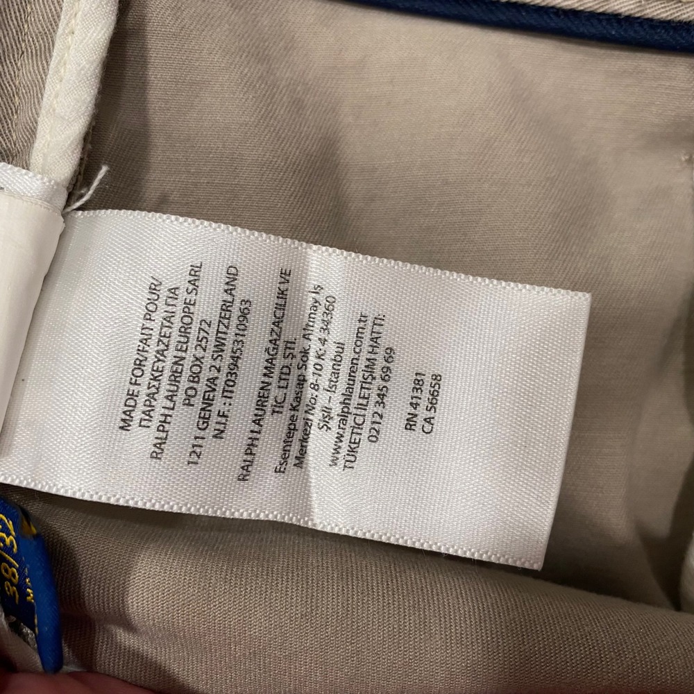 Polo Ralph Lauren Pants Mens 38x32 Tan Varick Slim Straight Khaki Chino Dungaree - Picture 9 of 16